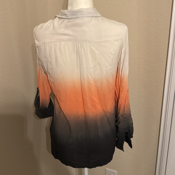 Ombre Button Down Blouse Pink Gray Gradient Sz Small - Picture 5 of 5